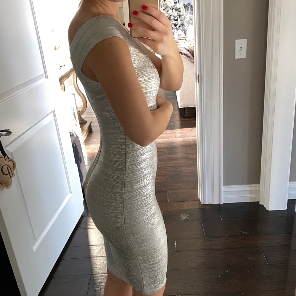 Herve Leger “Bridget” Metallic Foil Dress - Picture 7 of 8